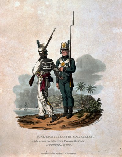 York Light Infantry Vrijwilligers, een Sergeant van de Ochtendparade, een Soldaat in Dienst, uit 